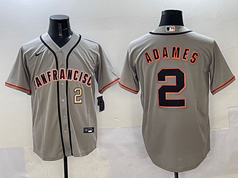 Men San Francisco Giants 2 Adames Grey Game Nike 2025 MLB Jersey style 35